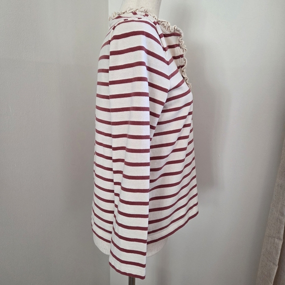 Sezane Gael Mariniere Striped Button Down Top, Rosewood, Medium - Picture 4 of 13
